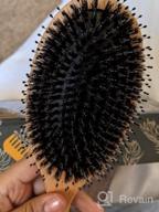 img 1 attached to Boar Bristle Hair Brush For All Hair Types With Wooden Comb & Travel Bag - Perfect Gift For Women, Men, And Kids review by Wade Meeks