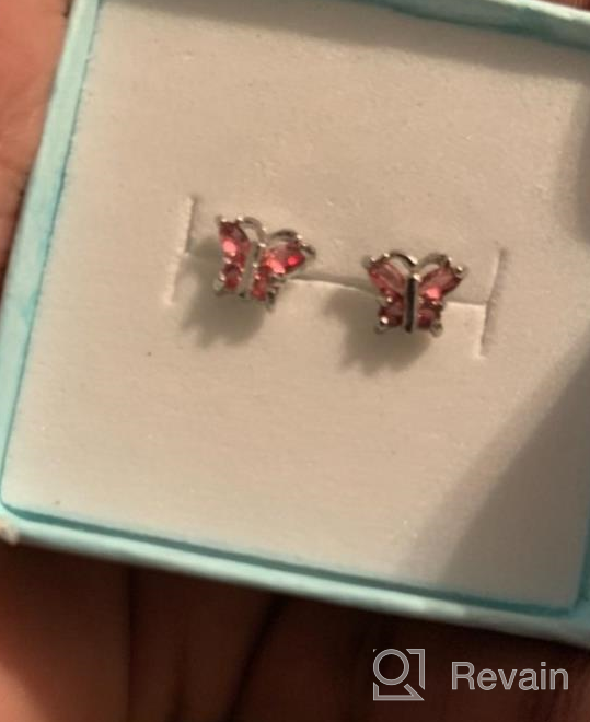 img 1 attached to Stylish Buyless Fashion Stud Earrings for Girls - Butterfly Birthstone Design in Hypoallergenic Stainless Steel with Cubic Zirconia review by Carmen Wan