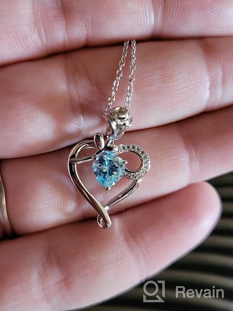 img 1 attached to NINAMAID Heart Necklace: Birthstone Necklaces for Women – Genuine 925 Sterling Silver Jewelry Pendant Necklace with Rose Flower Design – Perfect Mother Daughter Necklace for Mom, Women, Grandma, Her, Girlfriend review by Pamela Jackson