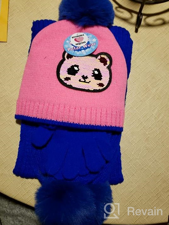 img 1 attached to 🧣 Stylish 3-Piece Acrylic Sequin Hat, Gloves, and Scarf Set for Girls & Teens: Beat the Cold in Winter Fashion review by Tommy Clement