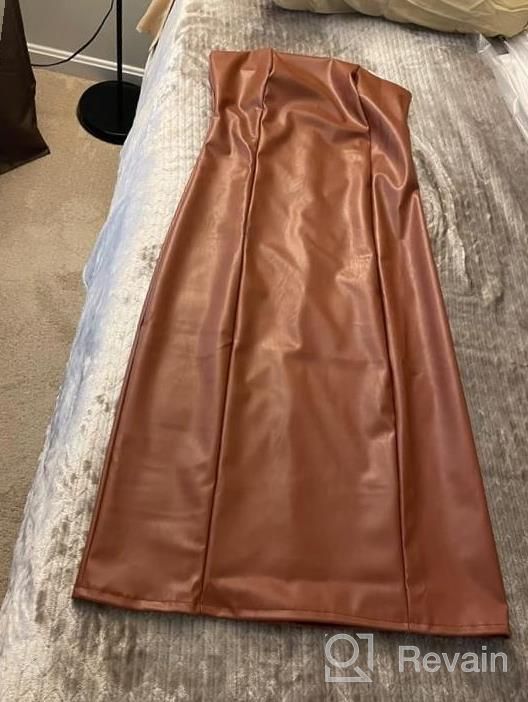 img 1 attached to Get Ready To Slay In The Angashion Strapless Bodycon Faux Leather Dress For Women This Fall! review by Bobby Chandler