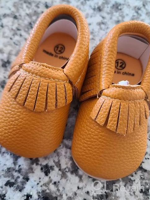 img 1 attached to Adorable And Comfortable Baby Moccasins: Delebao Soft Sole Tassel Crib Shoes review by Ricardo Thotti