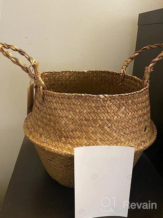 img 1 attached to Small Seagrass Belly Basket By BlueMake - Perfect For Storage, Plant Pot, Laundry, Picnic & Grocery! review by Kevin Phillips