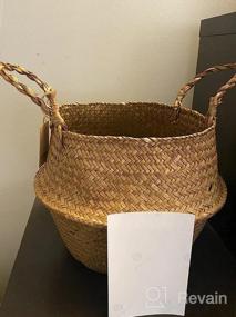 img 8 attached to Small Seagrass Belly Basket By BlueMake - Perfect For Storage, Plant Pot, Laundry, Picnic & Grocery!