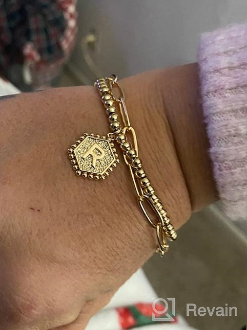 img 1 attached to Gold Initial Bracelets for Teen Girls: Layering Dainty 14K Gold Plated 💫 Bead & Paperclip Link Kids Bracelet with Letter J, Ideal for Women's Initial Jewelry review by Bill Lacy