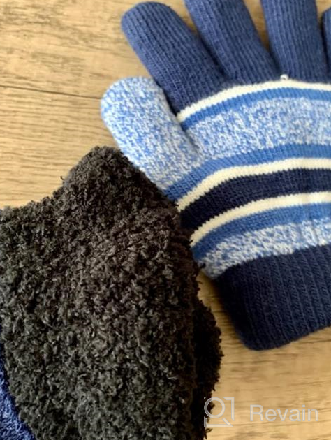 img 1 attached to Maylisacc Winter Kids Hat Scarf and Gloves Set for Boys and Girls Toddler Age 3-6 - Striped Pom Beanie, Glove, and Neck Warmer Combo review by Greg Princeking