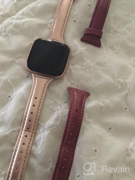 img 1 attached to bayite Genuine Leather Watch Bands for Fitbit Versa 2/Versa Lite/Versa - Stylish and Slim Replacement Straps for Women review by Tony Battaglia