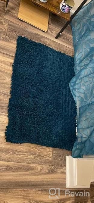 img 1 attached to Navy Non-Slip Bath Mat: Extra Thick, Chenille Fluffy Shag Bathroom Rug For Entryway, Living Room, And Indoor Spaces - 20" X 32 review by Razz Hieb