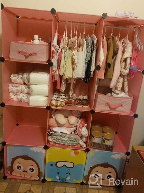 img 1 attached to MAGINELS Kids Portable Wardrobe With Clothes Hanging Rack - Large Pink 6 Cube Organizer For Children'S Bedroom review by Steve Beaumont