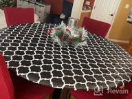 img 1 attached to Elastic Fitted Vinyl Tablecloth With Flannel Backing, Khaki Moroccan Design, Waterproof And Wipeable, Ideal For 4Ft Folding Tables For Outdoor Picnics, Camping And Parties - Size: 30'' X 48'' review by Ashley Baldwin