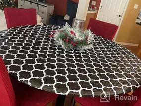 img 6 attached to Elastic Fitted Vinyl Tablecloth With Flannel Backing, Khaki Moroccan Design, Waterproof And Wipeable, Ideal For 4Ft Folding Tables For Outdoor Picnics, Camping And Parties - Size: 30'' X 48''