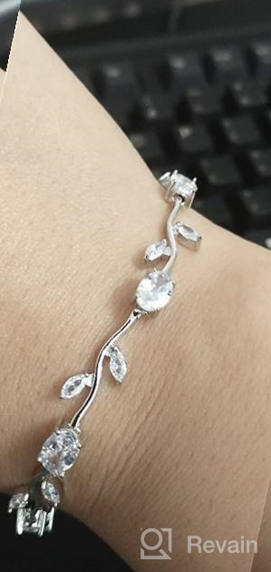 img 1 attached to 🌸 BISAER White Gold Plated Flower Vine Bracelet with AAA Cubic Zirconia Stones - Perfect Gift for Moms, Girls, and Girlfriends! review by Dawn Wright