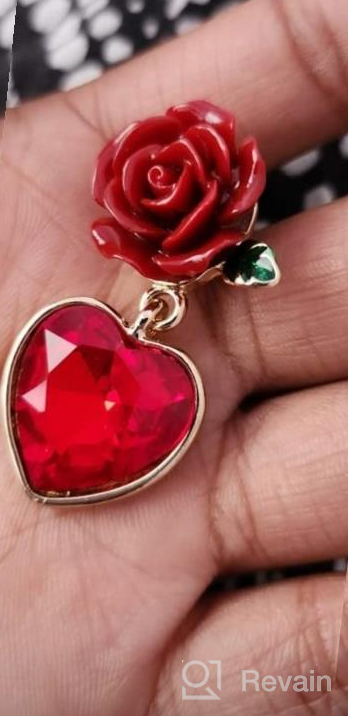 img 1 attached to 🌹 Yifnny Flower Earrings: Vintage Simulated Ruby Heart Red Rose Studs for Women- Hypoallergenic Gold Plated Dangle Jewelry review by Diane Jenkins