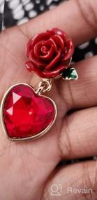 img 6 attached to 🌹 Yifnny Flower Earrings: Vintage Simulated Ruby Heart Red Rose Studs for Women- Hypoallergenic Gold Plated Dangle Jewelry