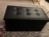 img 1 attached to 43 Inches Folding Storage Ottoman Bench - 120L Large Capacity, Wooden Divider & Faux Leather (Black) review by Rob Sanchez