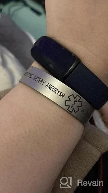 img 1 attached to Customizable Medical Alert Bracelet - 316L Stainless Steel Cuff For Safety And Style - Choose Your Wrist Size (6"-9") review by Jarod Berthelson