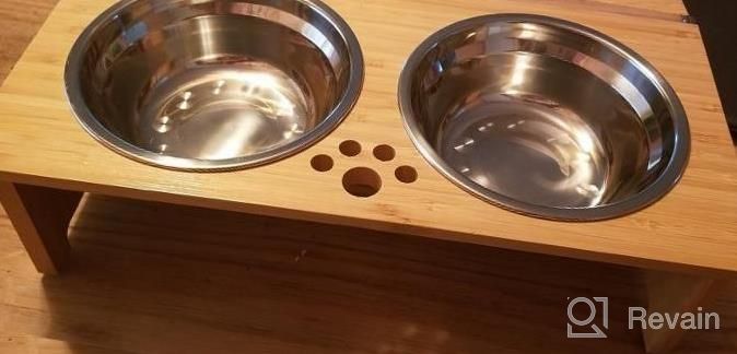 img 1 attached to Bamboo Elevated Pet Feeder With Anti-Slip Feet And Stainless Steel Bowls - Perfect For Cats And Small Dogs review by Keisha Stewart
