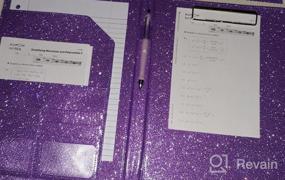 img 5 attached to Cacturism Bling Purple Padfolio: складной блокнот для буфера обмена размером с букву, органайзер для портфолио из искусственной кожи для женских рабочих и деловых документов