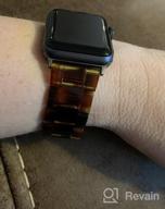 img 1 attached to Fullmosa Watch Band Compatible With Apple Watch 38/40/41/42/44/45Mm, Bright Resin Watch Band For IWatch SE & Series 7/6/5/4/3/2/1, Banana Milk+Dark Amber(Rose Red Hardware) 38Mm review by Courtney Wang