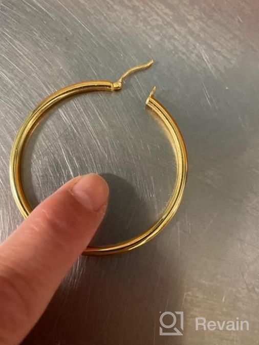 img 1 attached to 14K Real Gold Plated Chunky Hoop Earrings With Sterling Silver Post Hypoallergenic - Small, Medium & Large Sizes (15-70Mm) For Women By Milacolato review by Laura Walters
