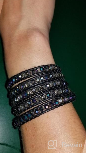 img 1 attached to Authentic Leather Bracelet with Multi-Color Beads - Perfect Gift! (5 Wraps, Faceted AB Rhinestone) review by Rory Stice