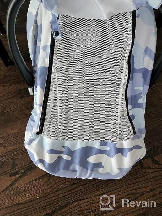 img 1 attached to SMTTW Car Seat Cover For Babies, Stretchy Breathable Carseat Canopy With Peek Window, Multiuse Infant Stroller Cover For Baby Boys Girls, Privacy Sun Shade & Wind Protect For Summer (Elk) review by Adam Browning