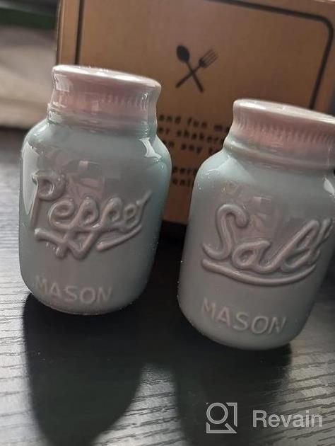 img 1 attached to Vintage Mason Jar Salt & Pepper Shakers Adorable Decorative Mason Jar Decor For Vintage, Rustic, Shabby Chic - Sturdy Ceramic In Coral - 3.5 Oz. Cap review by Profit Gilley