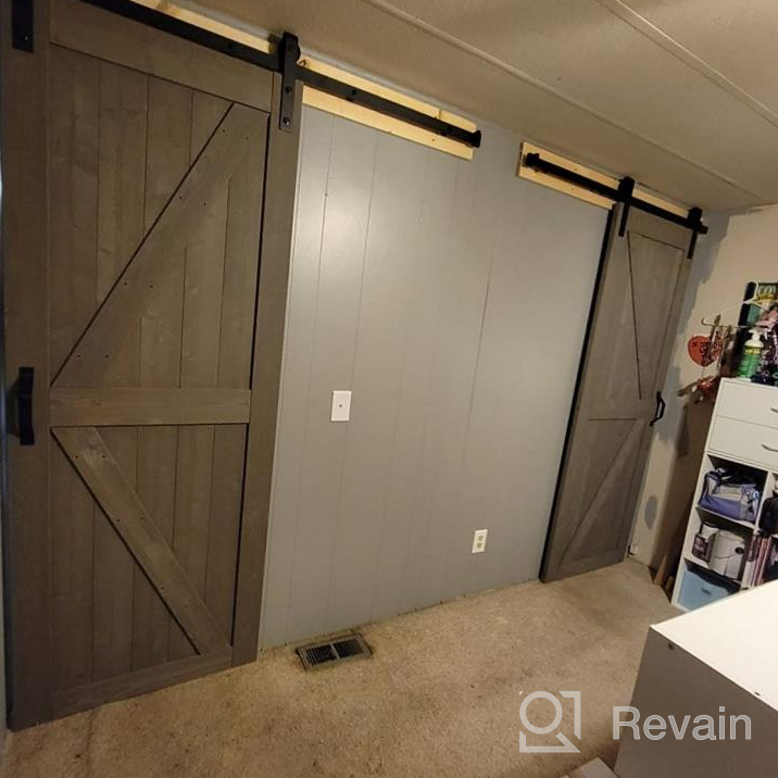 img 1 attached to 48In X 84In Grey Sliding Barn Door With 8Ft Hardware Kit, Pre-Drilled Ready To Assemble DIY Unfinished Solid Spruce Wood Panelled K-Frame review by Daniel Roe