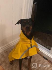 img 5 attached to Стильный и безопасный дождевик для собак - NINEMAX Регулируемая куртка для домашних животных со светоотражающей полосой для средних и крупных собак