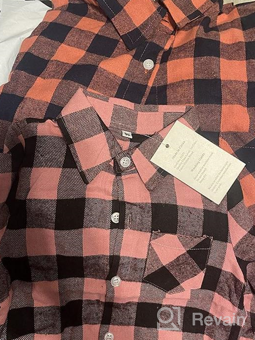 img 1 attached to Flannel Plaid Shirt for Girls and Women with Long Sleeves, Button Down Cotton Shirts in Sizes 3 Months to US 2XL by SANGTREE review by Andrea Stapley