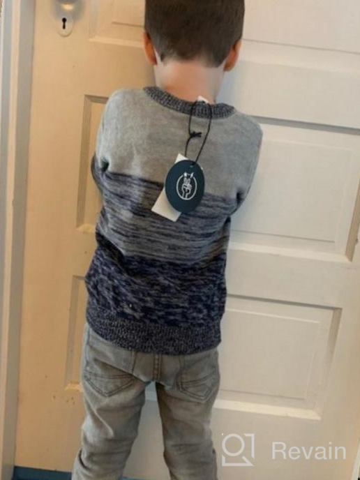 img 1 attached to 👕 Color Block Crew Neck School Uniform Sweater for Boys - Casual Pullover Sweatshirt by Kid Nation review by Antonio Cummings