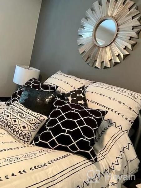 img 1 attached to AMWAN Cotton Full Bedding Sets Grey Geometric Duvet Cover Queen Grid Plaid Comforter Cover Geometric Bedding Set For Boys Men 1 Duvet Cover With 2 Pillowcases Geometric Bedding Collection review by Ryan Foles