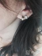 img 1 attached to 👑 Sterling Silver Princess-cut Mini Huggie Hoop Earrings: Ritastephens 3.5x9 Mm review by Andrea Joint