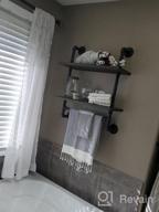 img 1 attached to Rustic Industrial Floating Shelves With Towel Bar - Perfect Bathroom And Kitchen Storage Solution review by Randy Basque