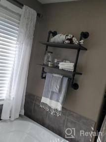 img 5 attached to Rustic Industrial Floating Shelves With Towel Bar - Perfect Bathroom And Kitchen Storage Solution