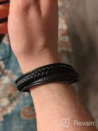 img 1 attached to Stylish MERC-MAHE Men's Leather Cuff Bracelet: Adjustable, Magnetic Clasp, Cowhide, Multi-Layer, Braided - Ideal Gift for Boys! review by Ronald Cambridge