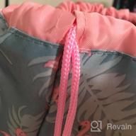 img 1 attached to Flamingo Barrel Drawstring Makeup Bag - Perfect Travel Companion For Women And Girls review by Todd Wigfall