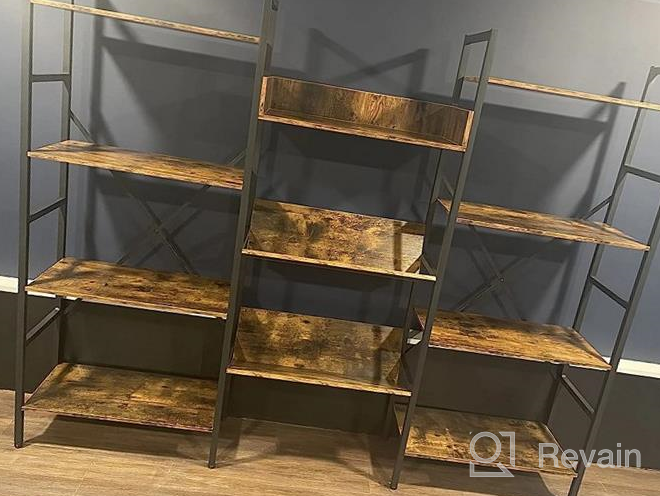img 1 attached to Ironck Triple Wide 4-Tier Industrial Bookshelf With Record Player Shelves - Large Etagere Bookcase With Metal Frame For Living Room Or Home Office Storage review by Seth Torres