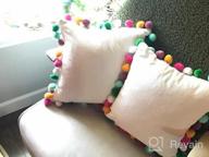 img 1 attached to Decorative Corduroy Pillowcase With Rainbow Pom Poms For Couch, Bed, Sofa, Car - White Cushion Cover For Christmas And Home Decor - 16 X 16 Inches review by Daniel Haddo