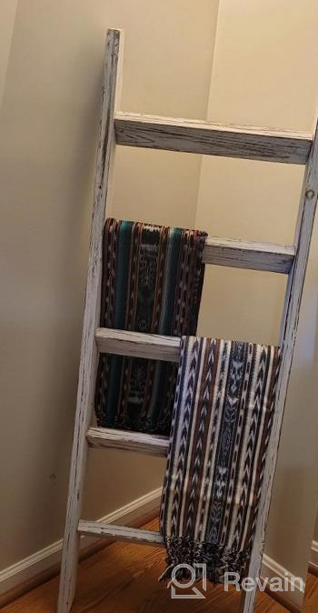 img 1 attached to Stylish And Functional Hallops 5Ft Wooden Blanket Ladder - Perfect For Rustic Farmhouse Decor! review by Shane Palma