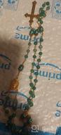 img 1 attached to The Nazareth Store Catholic Green Matte Stone Beads Rosary Necklace: 10mm Pearl Round Beads, Miraculous Medal & Cross - Complete with Velvet Bag review by Marty Wainwright