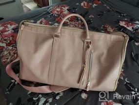img 6 attached to Большая розовая водонепроницаемая сумка для одежды из искусственной кожи для женщин - подвесной чемодан 2 в 1 и спортивная сумка с чехлом для обуви, идея подарка для дорожной сумки