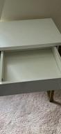 img 1 attached to Glossy White Vanity Desk By GreenForest With 2 Drawers, Modern Style Console Table For Bedroom, Home Office, & Makeup Station - 47" With Gold Metal Legs (Mirror Not Included) review by Hector Sosa