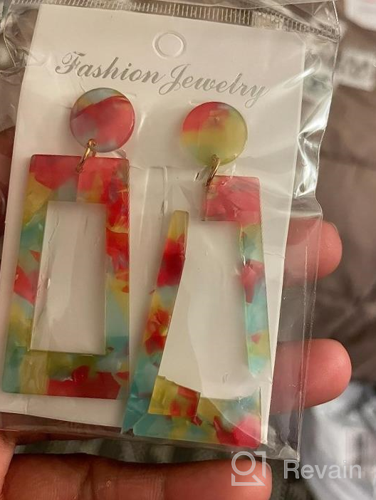 img 1 attached to 🔺 Bohemian Polygonal Resin Drop Statement Earrings Set - ABOJOY 24 Pairs Acrylic Earrings for Women & Girls review by Kenneth Barnes