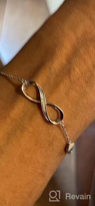 img 1 attached to Infinity Heart Symbol Charm Bracelet for Women - 925 Sterling Silver, Adjustable, Perfect Mother's Day, Birthday, Christmas Gift for Mom, Wife, Girls. review by John Ortiz