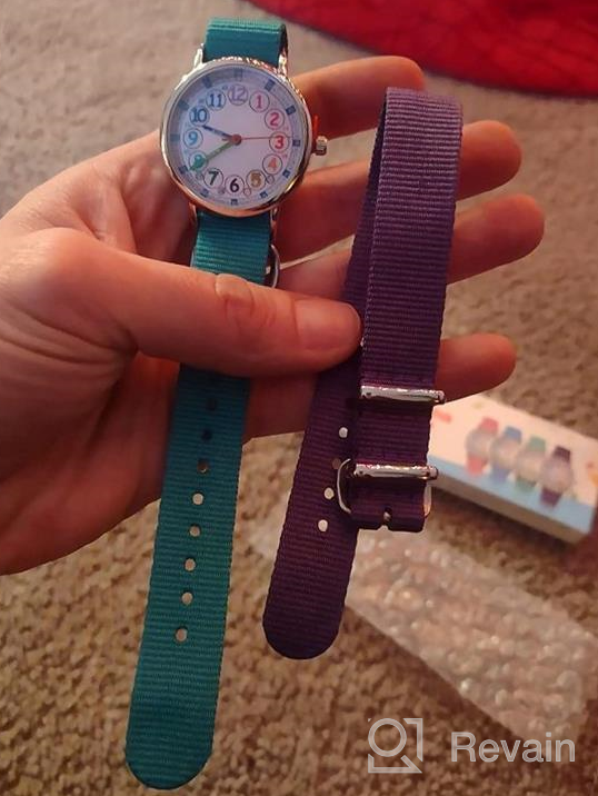 img 1 attached to 👧 Bigbangbang Kids Analog Watch for Girls | Soft Cloth Strap Learning Time Watch | Ideal First Watch to Read & Study Time | Pink Watch for Girls Ages 7-10 in Kindergarten review by Becky Haferkamp