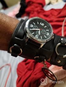 img 8 attached to Мужские часы Avaner в стиле ретро стимпанк-рок с широкой кожаной манжетой с большим круглым циферблатом и модернизированным японским кварцевым механизмом для спорта и стиля