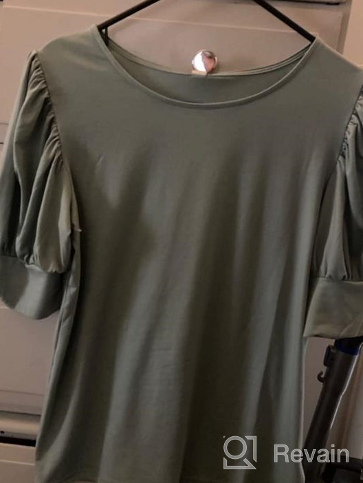 img 1 attached to Women'S Summer Puff Sleeve Tops: Stylish & Comfortable Crewneck Blouses review by Bogdan Swizzle