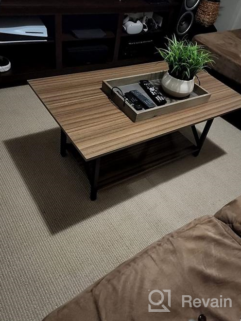 img 1 attached to GreenForest Large Coffee Table With Storage Shelf - Easy Assembly, Ideal For Living Room Décor, 43.3 X 23.6 Inches, Black Finish review by Freddy Hammonds