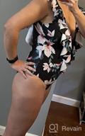 img 1 attached to 👙 SPORLIKE Women's One Piece Swimsuit: V-Neck Ruffle Bathing Suit with Padded Monokini review by Bennie Boss